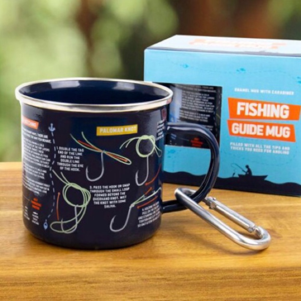 Fishing Guide Enamel Mug Cup with Carabiner ~ Dark Blue by Gift Republic